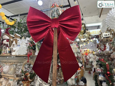 [Order 3 - 4 ngày] Nơ đỏ vải nhung xịn 2 cánh đuôi xéo dài cỡ lớn [Đứng form - Nhiều cỡ] PK-NO-12